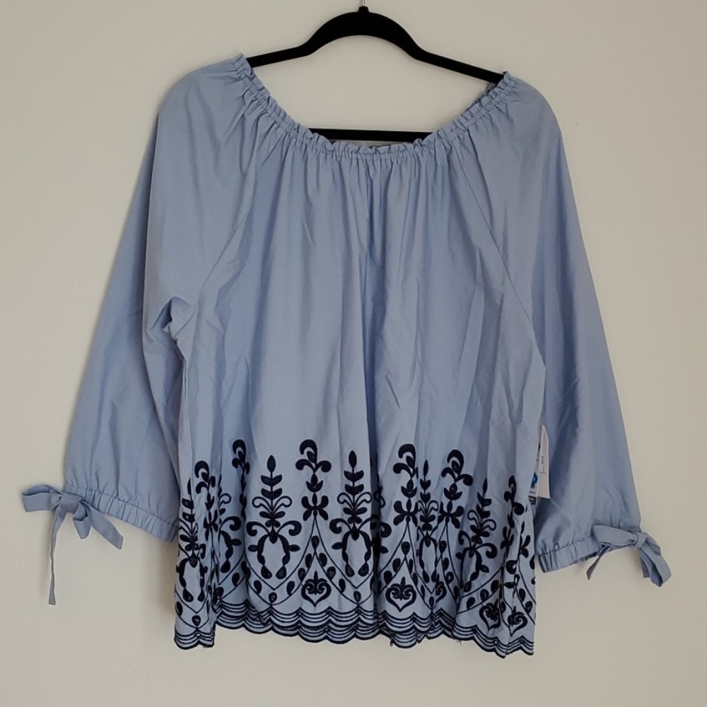 Embroidered Off The Shoulder Top